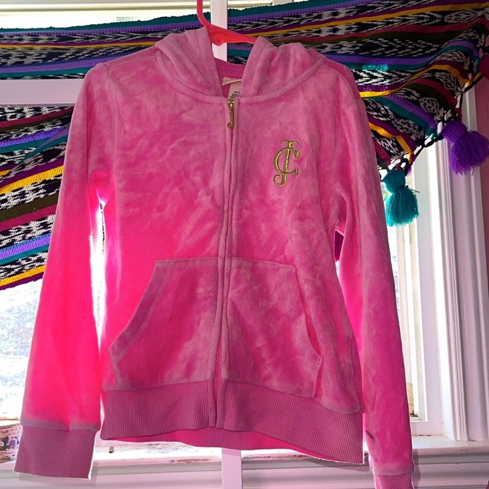 Pink girls juicy hoodie zip up 2pc